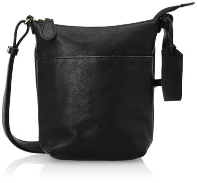 Peaks Peak Cowhide Shoulder Bag, Made In Japan, Women's, Black