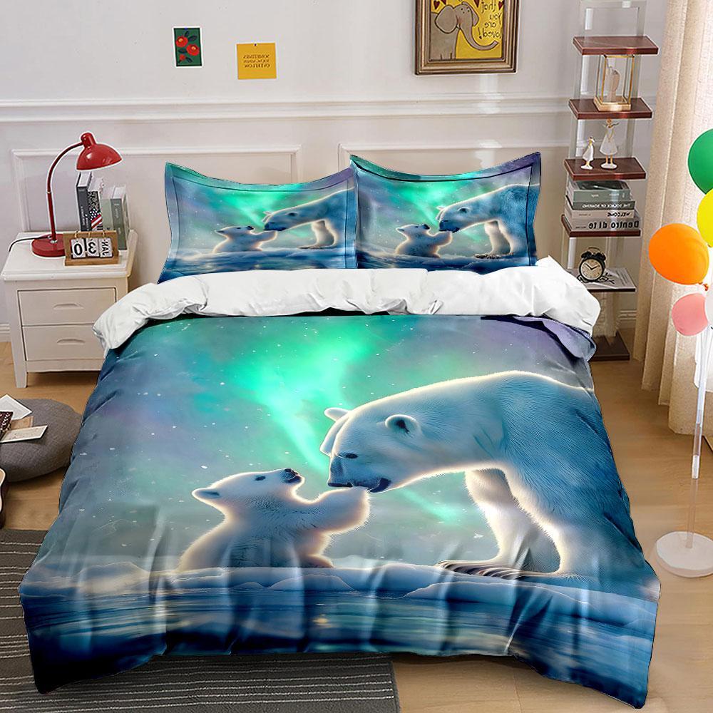Polar Bears and Aurora. Bedding Sets Duvet Cover Sets Duvet Covers Pillowcases(1 * Duvet Cover 2 * Pillowcases Without Duvet Insert)