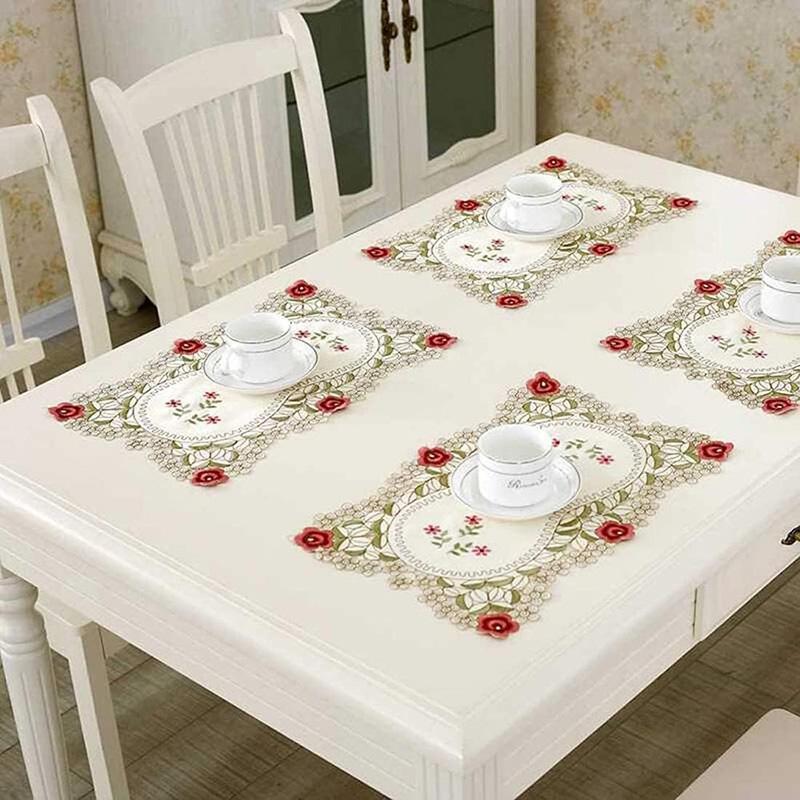 Polyester Embroidery Flower Table Runners and Napkins for Home Kitchen Dining Decoration