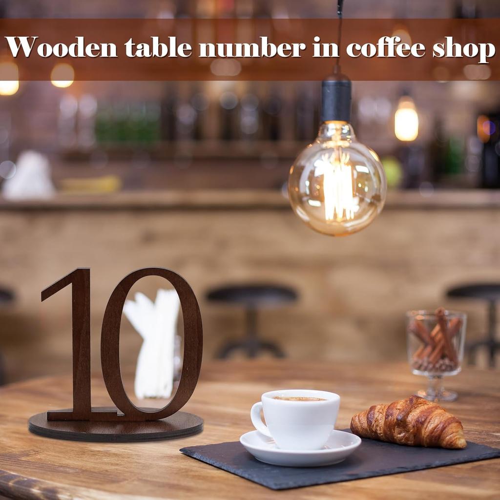 Wooden Table Numbers 1-15 with Oval Base Table Numbers for Wedding Reception 5 Inch High Gold Rustic Table Numbers Wedding Table Signs Holders Table