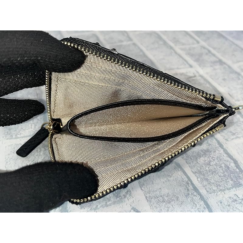 [GUODI] Compact Mini Wallet L-shaped Zipper Type Comes with a Carry Strap Python Genuine Leather Ladies Men's HJ-PY101 Snakeskin Snakeskin Snakeskin