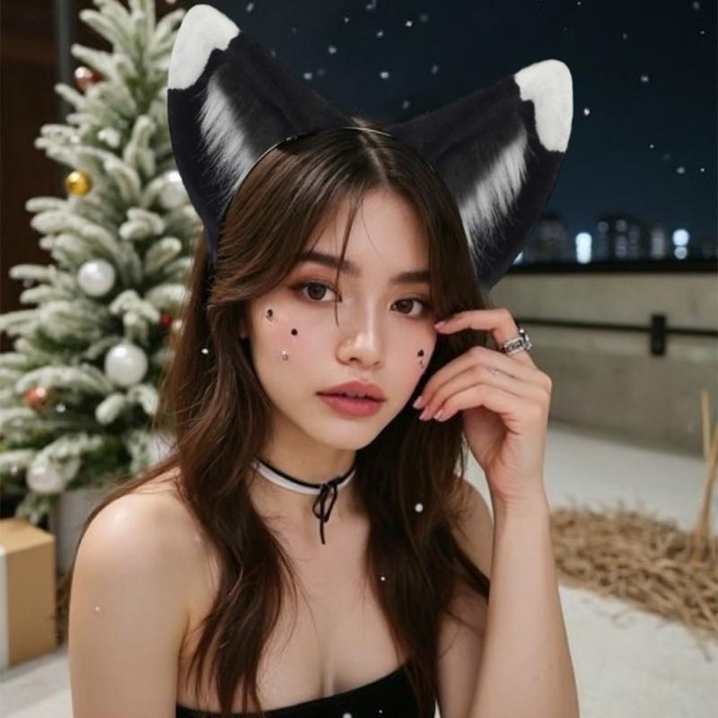 Animal Cosplay Costume Fauxs Furs Wolf Cats Foxes Tail and Cats Ears Headbands Halloween Party Costume Accessories