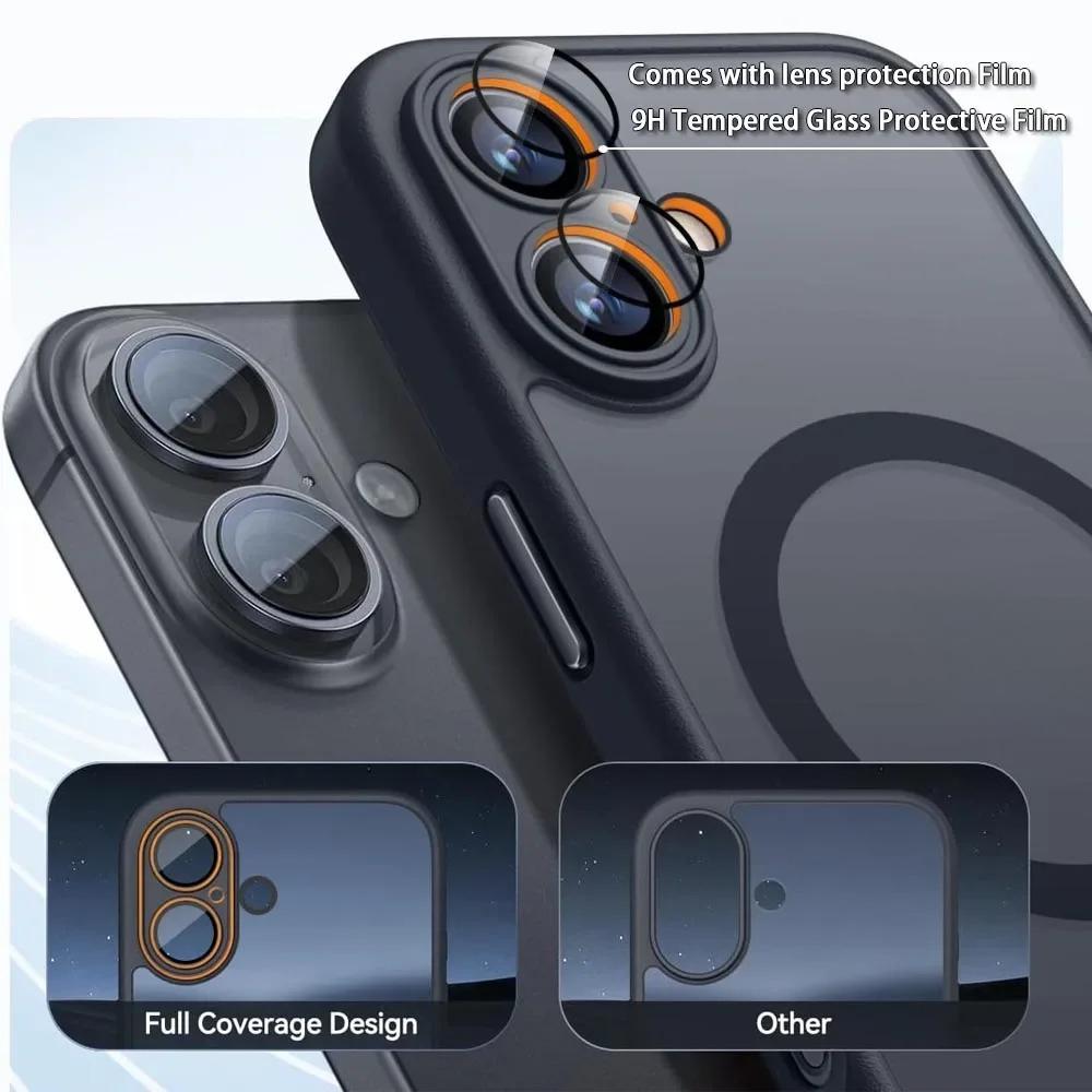 Luksusowe Magnetyczne Matowe Półprzezroczyste Odporne na Wstrząsy Etui Dla iPhone 17 16 15 14 Plus 13 12 17 Pro Max Dla Magsafe Pokrowiec do Ładowania Bezprzewodowego
