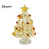Festive Desktop Ornament Glazed Glass Christmas Tree Figurine, Handcrafted Modern Holiday Table Centerpiece for Display, Colorful Decorative Figurine