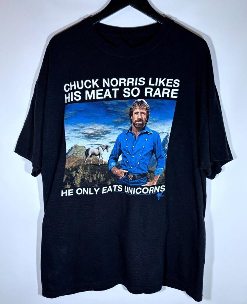 Chuck Norris likes his meat so rare... Unisex Shirt All Size R391 Unisex T-Shirt S