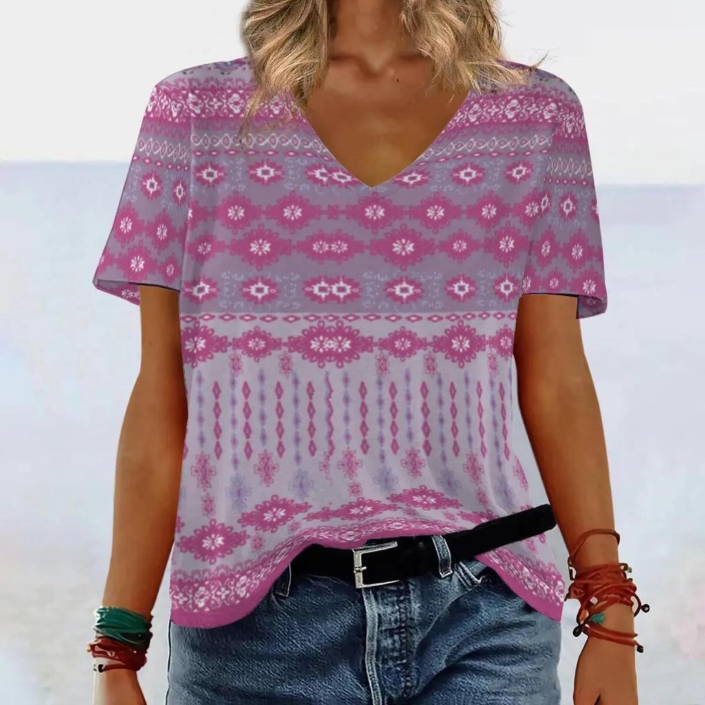 Summer New Women's Clothing Slimming Loose 3D Women's Short Sleeved Ethnic Style T-shirt