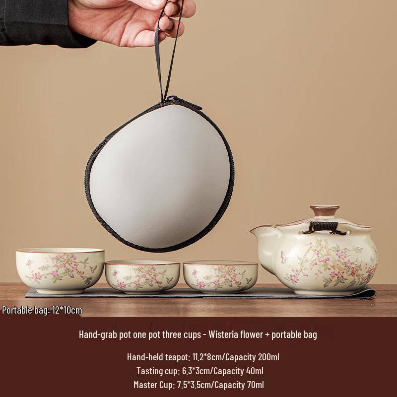 Портативный чайный набор Chaxun Ru Kiln Цвет глицинии Сине-белый Under 50mL (Capacity)