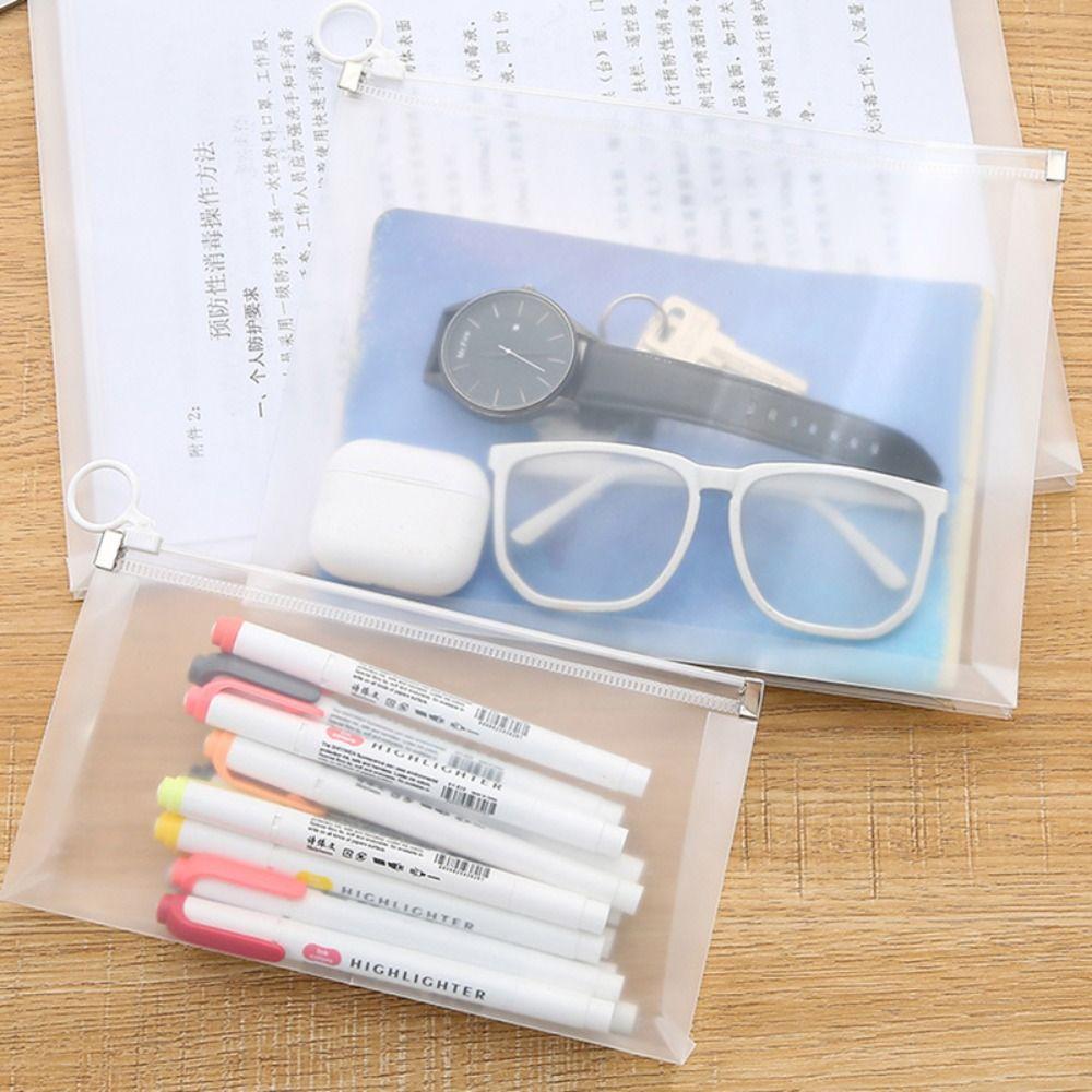 Zipper Design File Bag Transparent Document Folder Multifunctional File Folder  School Office