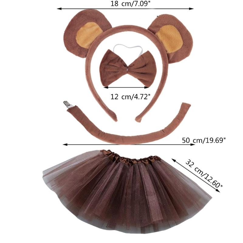 Kids Animal Fancy Costume Accessories Bear Cosplay Halloween Costumes 1/3/4 F0S4