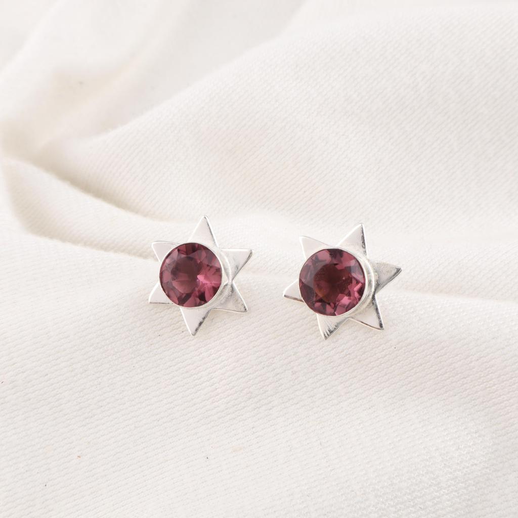 Rhodolite Gemstone Jewelry, Handmade Silver Jewelry, 925 Solid Sterling Silver Earrings, Gorgeous Silver Earrings For Wedding Gift