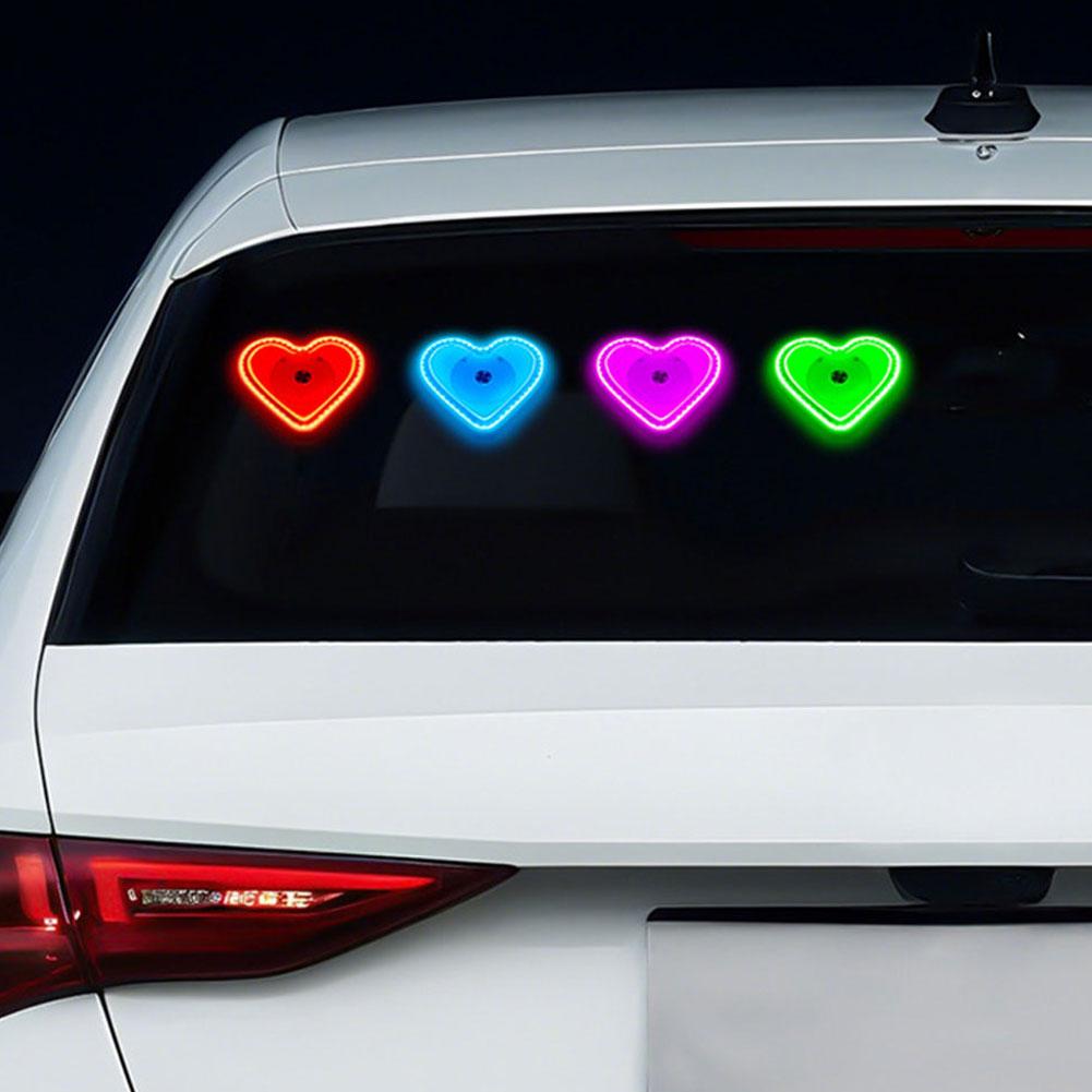 New Solar/Rechargeable Car Triangle Window Heart-shaped Light Emitting Atmosphere Light Interior Wiring Free LED Lights