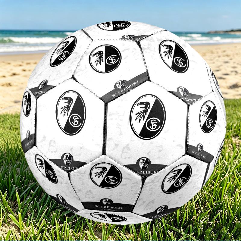 SC Freiburg Print Size 5 Soccer Ball, PU Wear Resistant Football for Match Training and Daily Practice, Birthday Gift for Soccer Fans