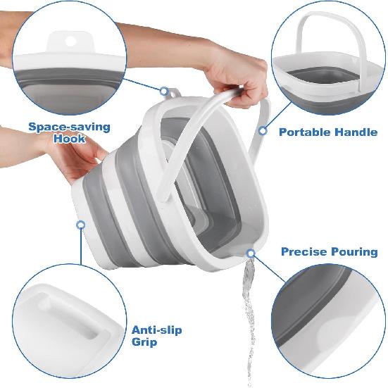 Car Wash Bucket 5L, Collapsible Bucket For Cleaning Supplies, Folding Mop Buckets Water Storage Containers For Camping Gardening Finishing Beach
