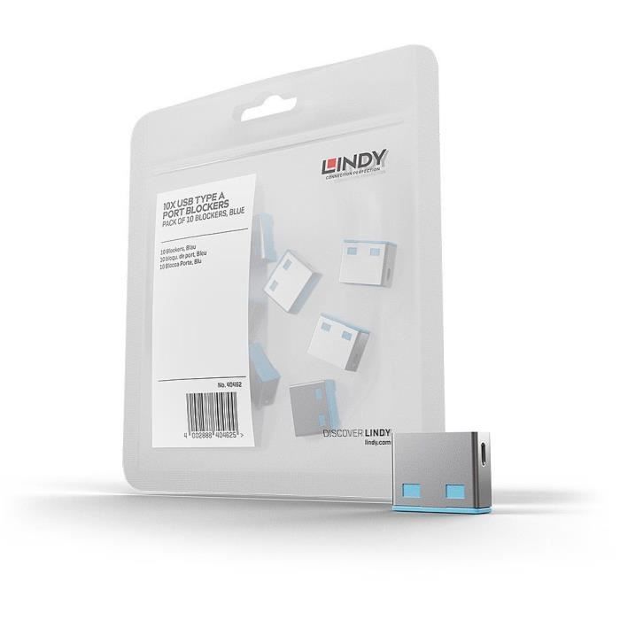 Verrous USB LINDY - Pack de 10 - Couleur Bleu