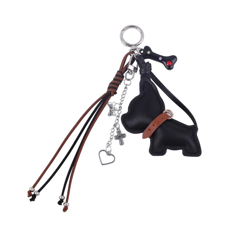 Y2K Skinn Valpe Nøkkelring Ins Vintage Flettet Tau Nøkkelring Trendy Bilnøkkelholder Veske Anheng Hengepynt