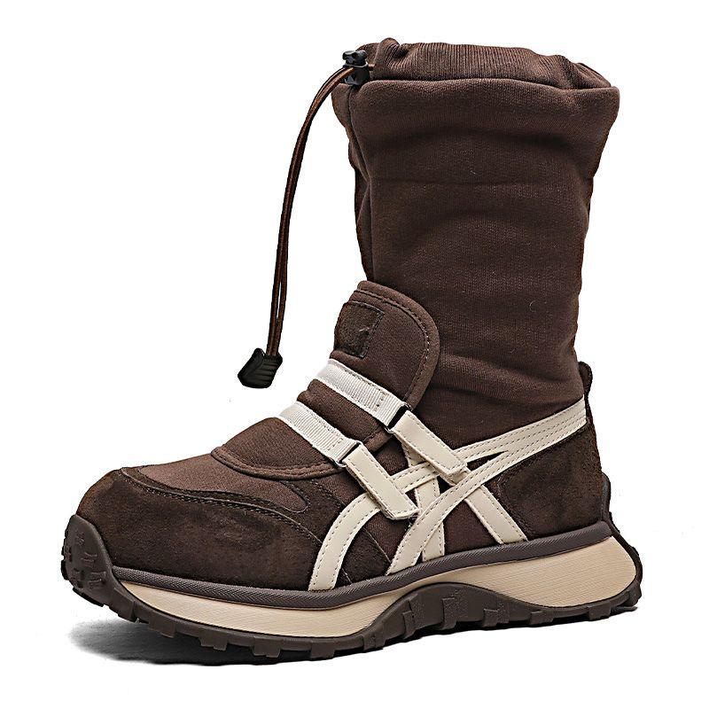 Läder sammet förtjockade varma bomullsskor 2025 vinternyhet elastiska strumpor stövlar höst och vinter ny retro Forrest Gump skor dam