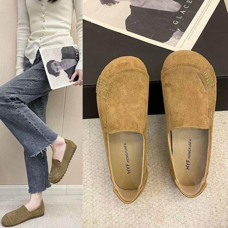 2025 New Boken Shoes Women's Matte Casual Soft-soled Single Shoes Women's One-pedal Mother Work Shoes Flat Beanie Shoes