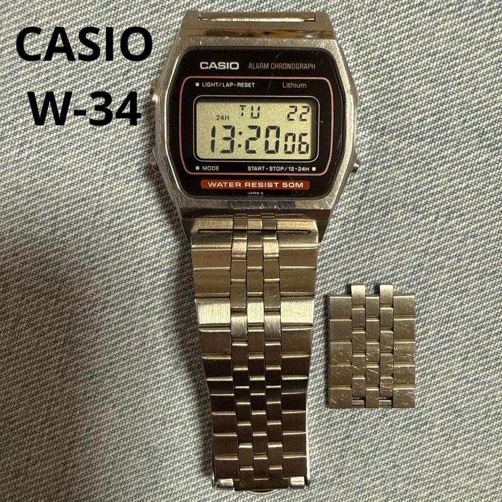 Used 80s CASIO W-34 Vintage Casio Digital Watch