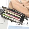 Jiamida Genuine Leather Woven Long Clutch with Multi-Card Slots and Coin Pouch