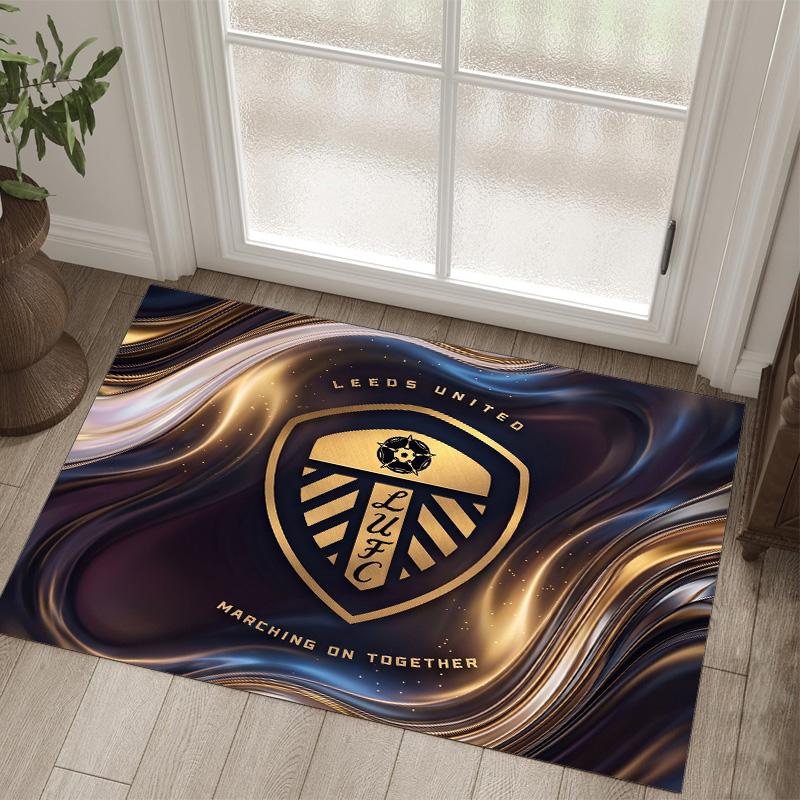 Design Calcio Leeds United Tappeto in Velluto di Cristallo Accogliente Non?Tappeto Stampato Antiscivolo per Camera da Letto Soggiorno Ingresso