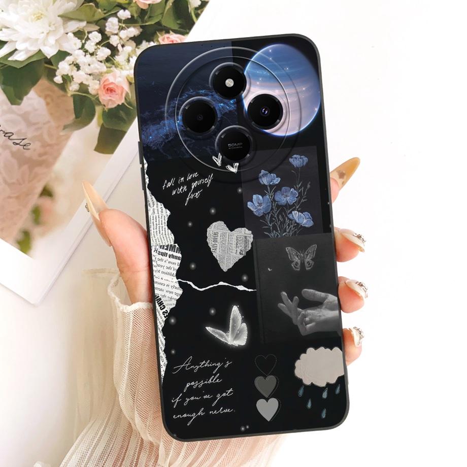 Luxury Fashion Painting Phone Case For Xiaomi Redmi 14C 4G Back Cover Liquid Silicone Soft Bumper For Redmi A4 14R 5G Poco C75