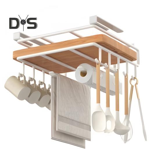 Кухонный подвесной органайзер с крючками прочная несущая вешалка для бумажных полотенец держатель для разделочной доски полка для хранения C 2340₽