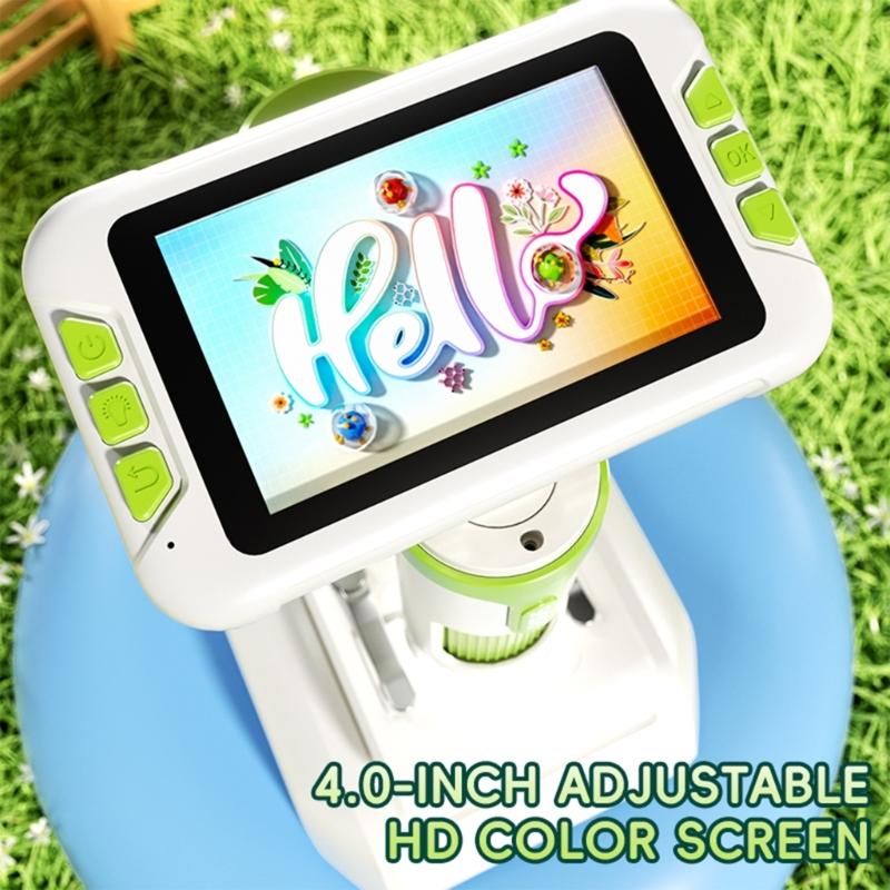 Multifunction Digital Microscope for Children Featuring Handheld Desktop Hanging Capabilities & Screen for Educational