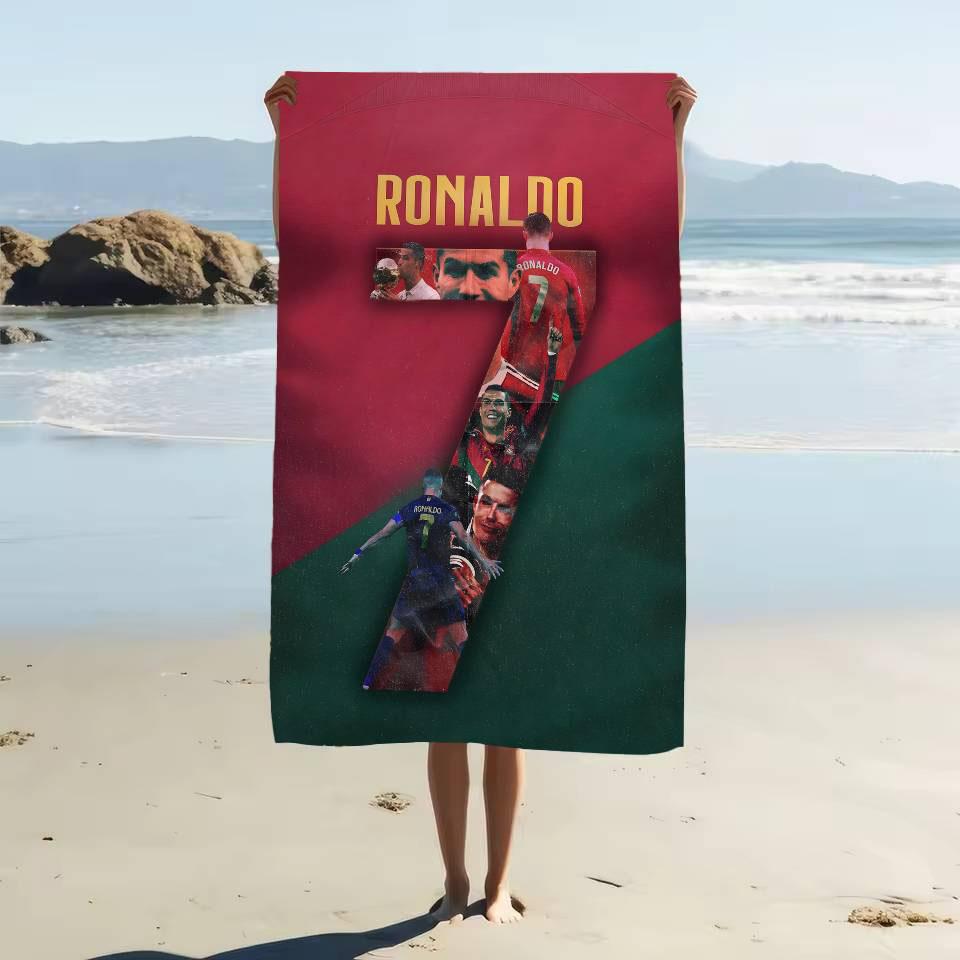 1 szt. R-Ronaldo Piłka Nożna Ręcznik Plażowy Szybkoschnący Bez Piasku Miękki Mikrofibra Ręcznik Kąpielowy dla Fanów Piłki Nożnej Basen Podróż Wakacje