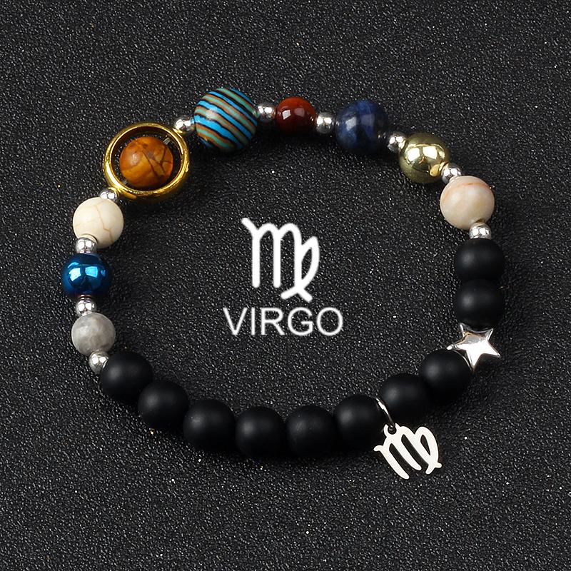Solar System Galaxy Planets Bracelets for Women Women Zodiac Virgo Cancer Leo Libra 12 Constellation Charm Bracelet Jewelry Gift