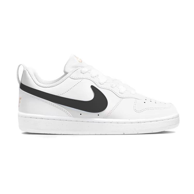 Nike Court Borough Black Kitten Low Top Skateboard Shoes Women's White Black DV5456-104(Team1681-)