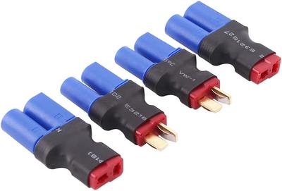 Set mit 4 EC5 zu T-Stecker Deans Style Adaptern | Kompatibel mit DJI Tello Akku, RC-Hubschrauber, ISO Pioneer Kabel | Für RC-Modelle | Blau, Kunststoff