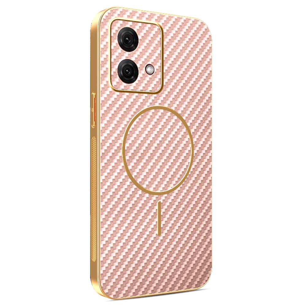 For Motorola Moto G84 5G Phone Case Carbon Fiber Textured Electroplated TPU Back Cover