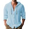 Men's Cotton Linen Shirts Long Sleeve Hooded Cardigan T-shirt Men's Blouse Summer Autumn Sweatshirts Hawaiian Beach Shirts