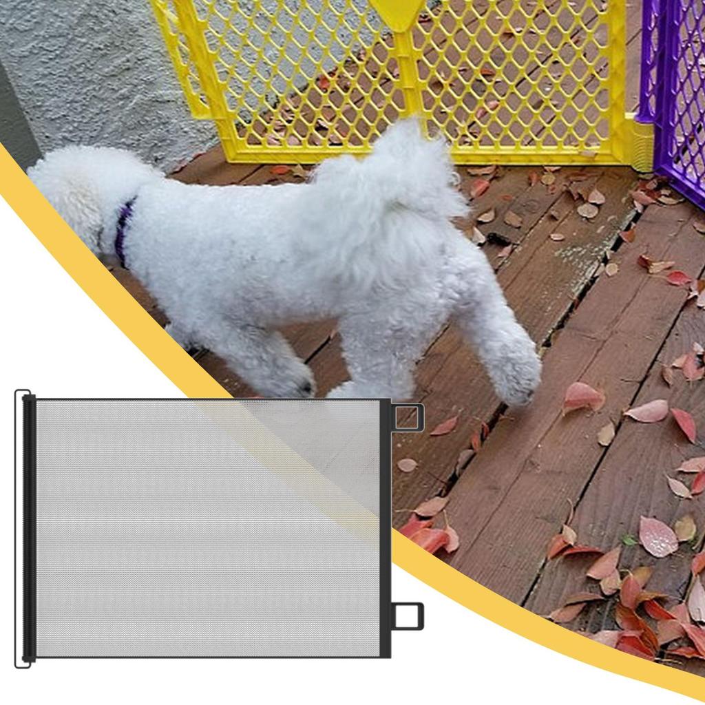 No-Drill Pet D Og Gate - Retractable Safety Guard, Toddler Stair Gate, Ingenious Mesh Dog Fence, Isolation Barrier For Indoor