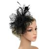 Mesh Flower Feather Headpiece & Gloves Set Cocktail Feathers Hair Clip  for Women Girls