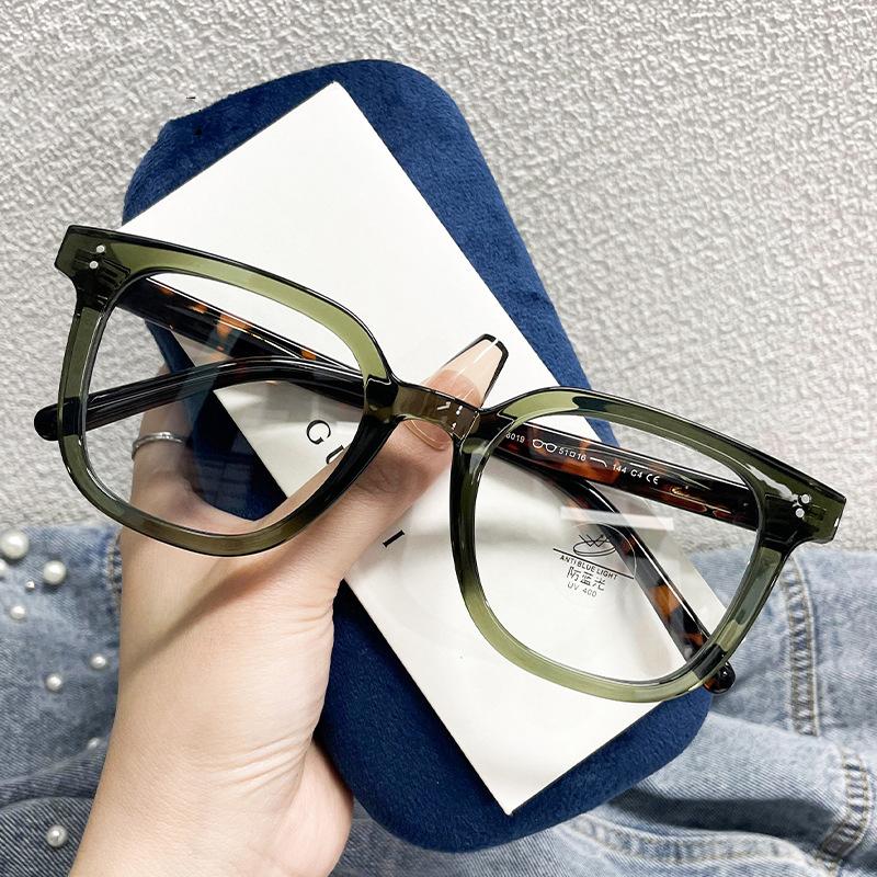 Big Square Frame Woman Glasses Fashion New Rice Nail Anti Blue Light Reading Glasses Female Green Leopard Leg Presbyopia Eyewear