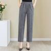 Summer Cotton Linen Pants Women Elastic Waist Classic Plus Size High Waist Trousers