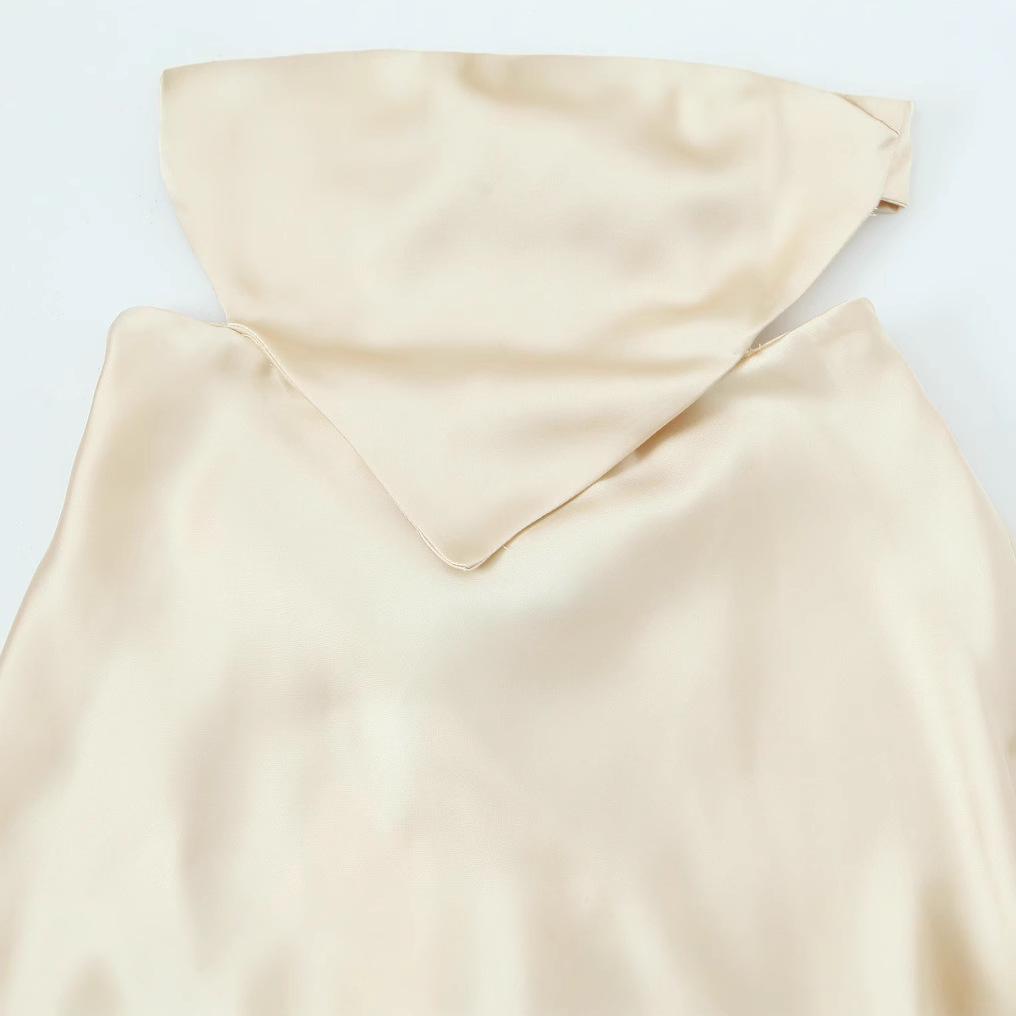 2025 Spring European & American Style Women's Silk Satin Scarf Dress
