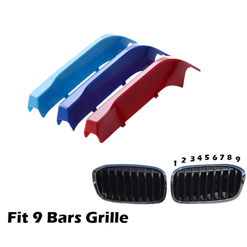 Kidney Front Grill Decal Strips Grille Cover Clip Trim Fit For BMW 2 Series F45 F46 2012-2017 9 10 12 Slats Decorative
