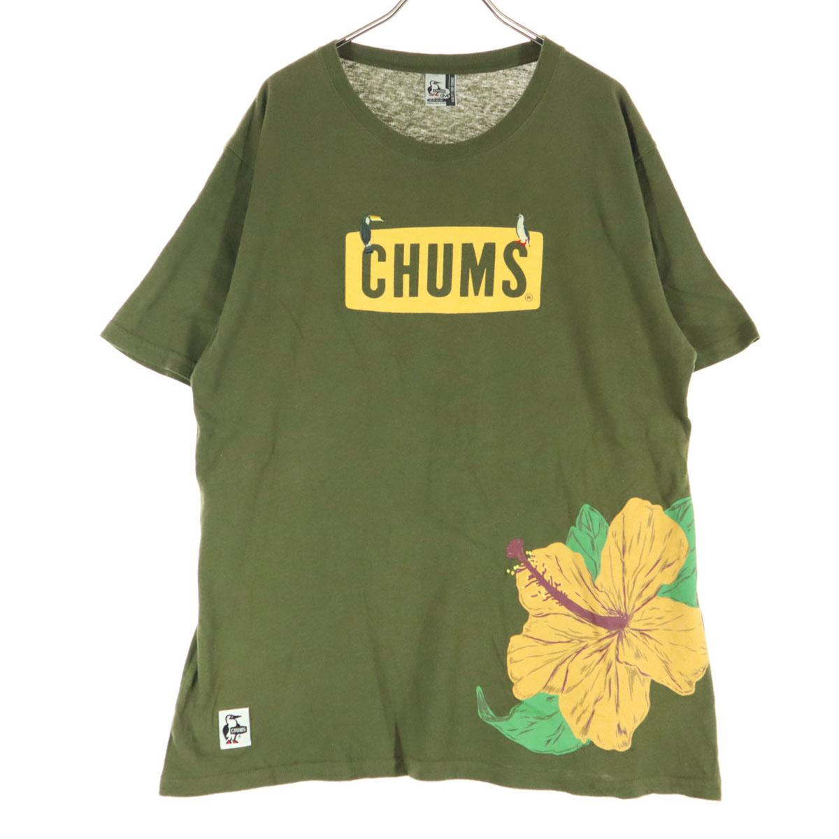 

CHUMS Embroidered logo and floral print Short sleeve Round neck T-shirt M Men s Used