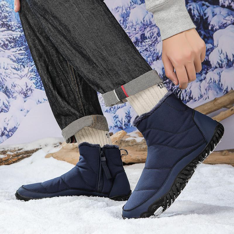Winterschuhe für Herren und Damen, warme Plüschschuhe, hohe, wasserdichte Schneestiefel, Outdoor-Baumwollschuhe