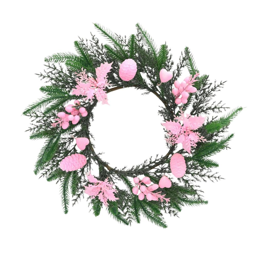 55cm Christmas Wreath with Artificial Leaves and Berries, Blue Multicolor for Front Door Holiday Decor