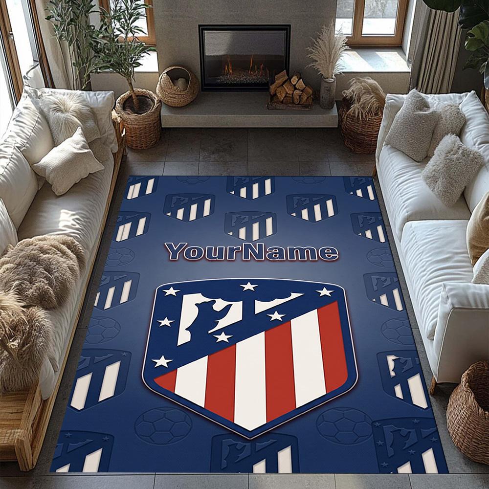 Atletico Madrid Personalized Name Carpet Perfect for Living Rooms Kitchen Outdoor Hallway Anti-slip Rug Office home decor Perfect Gift for Women/Men