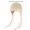 Casual Crochet Flower Hollow Pearl Tassels Knitted Hat Beanies Weave Cap Knit Cap Korean Handmade Ethnic Style Hat Outdoor