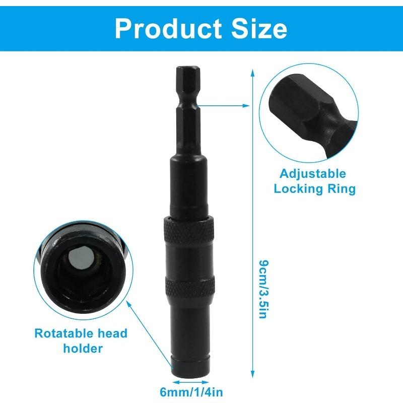 Drill Bit Holder Magnetic Corner Work Swiveling Bit Tip Holder Set 1/4 Inch Hex Quick Release Pivoting Screwdriver Extension