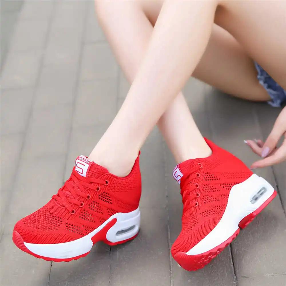 Fashion Height Up Red White Shoes For Womens Loafers Snackers Woman Shoes Sneakers Sports Buy Authentic Trainners Funky Ternis