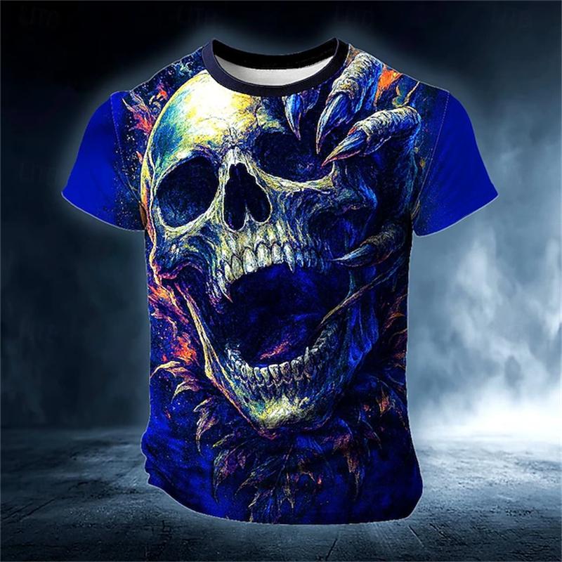 Summer Men's 3D Printed Crew Neck T-Shirt Fashion Versatile Breathable Trend Casual