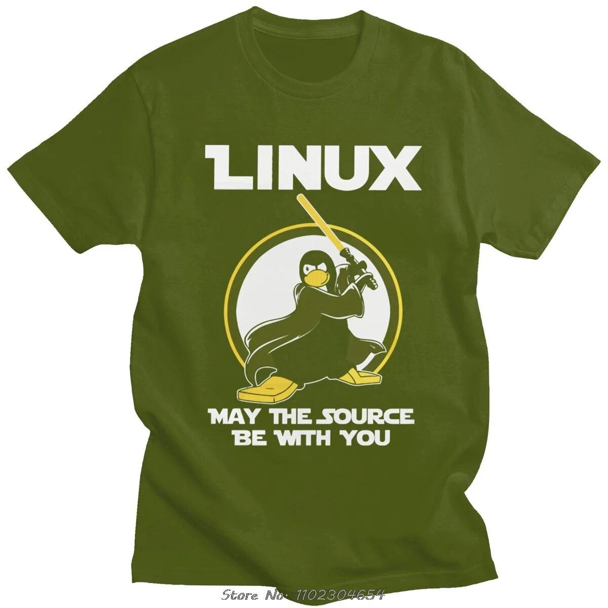 Футболка Linux May The Source Be With You унисекс хлопковая футболка с изображением пингвина программиста разработчика футболка для программирования футболки Nerd Coder L 2228₽
