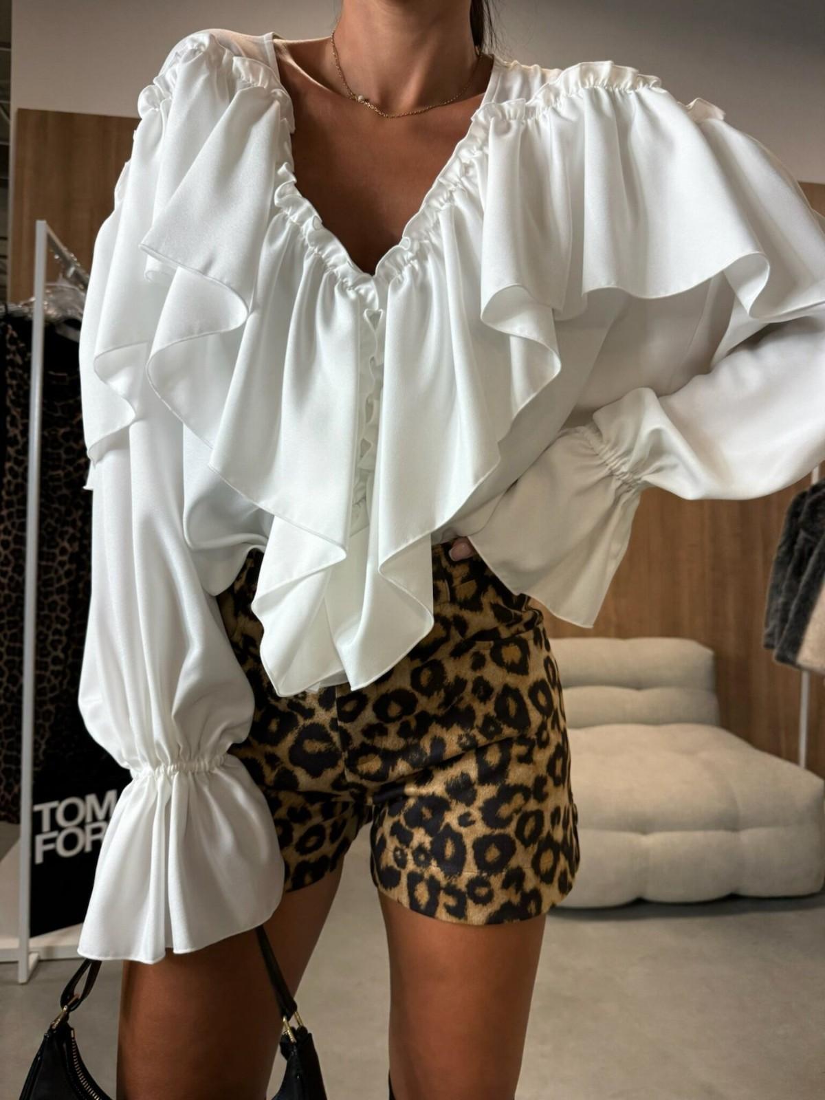 

V,neck Long,sleeved Color Versatile Shirt Blouse Female XXL білий