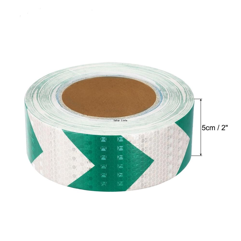 5CM*5M Arrow Reflective Material White-Green Waterproof Adhesive Car Sticker Warning Safety Tape Reflectors Strip For Motorcycle